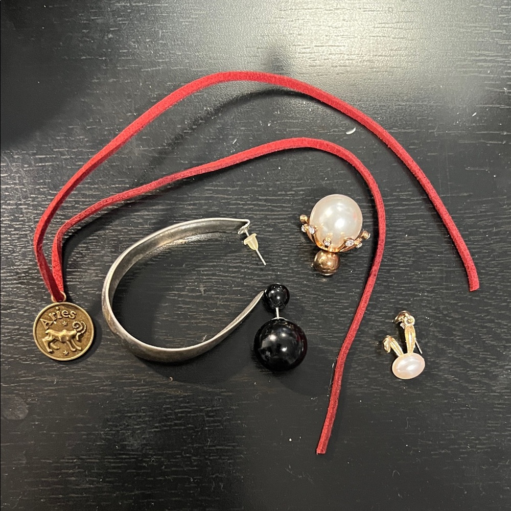 Women’s Red Cord Necklace with Gold Aries Medallion